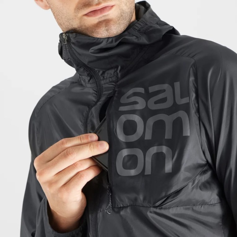 Black Salomon Bonatti Cross Men's Windbreaker | PH 97586K